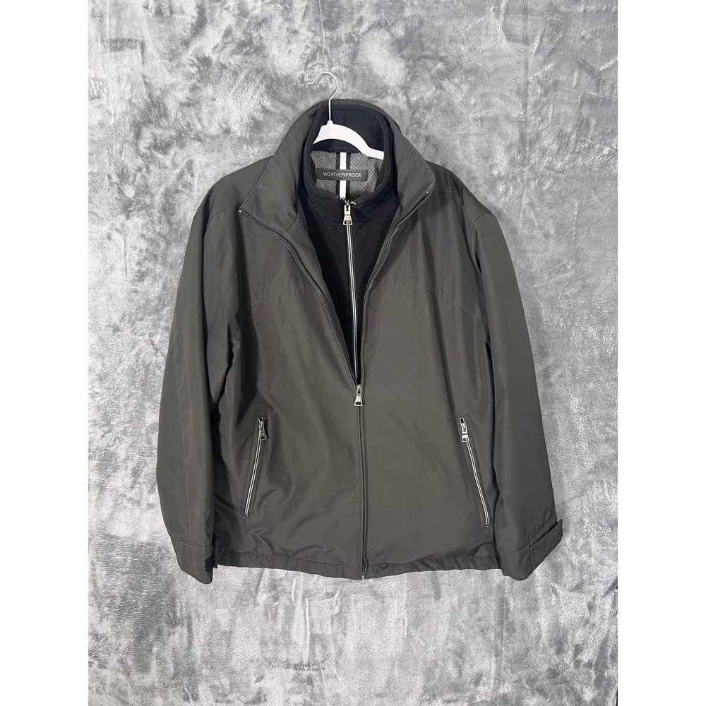 Weatherproof Mens Full Zip Jacket Charcoal Gray Fleece Lined Mock Neck Large